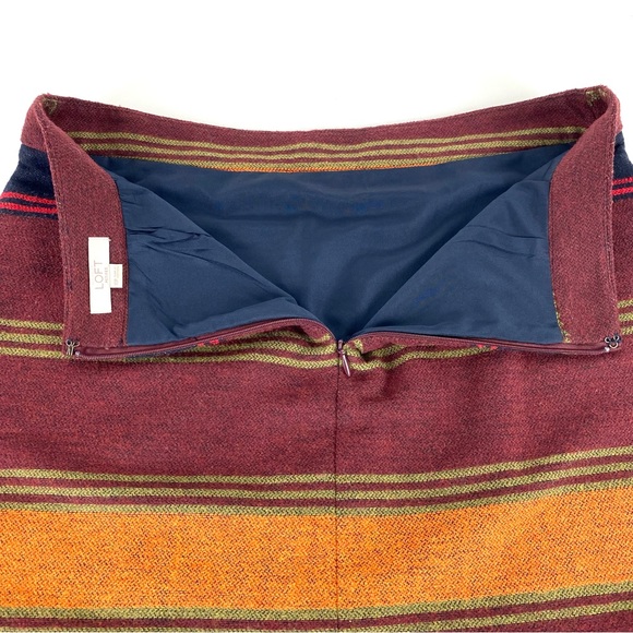 Ann Taylor Loft Petites Wool Blend Southwestern Faux Wrap Fringe Blanket Skirt - Picture 7 of 15